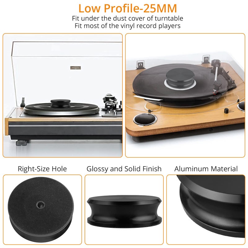 Neoteck Record Weight Stabilizer with Bubble Level 11oz Premium Aluminum Vinyl Record Stabilizer-Low Profile to Fits Under Dust Cover of Turntable Vinyl Disc LP Record Player for Vibration Balanced - Image 4